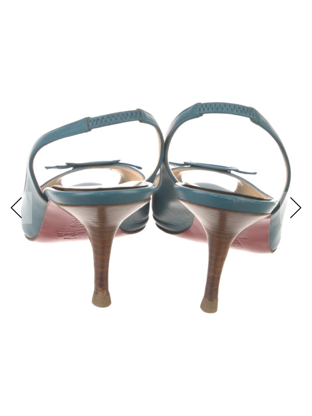 Christian Louboutin Teal Slingback Peep-Toe Pump - Picture 4 of 5